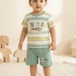 Toddler Boys' "Jungle Boss" Striped T-Shirt and Shorts Sets