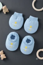 Ultra-Soft Newborn Cotton Scratch Mittens and Booties Combo Set - Image 14