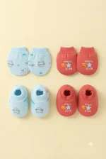 Ultra-Soft Newborn Cotton Scratch Mittens and Booties Combo Set - Image 2