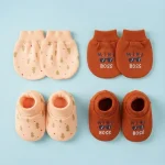 Ultra-Soft Newborn Cotton Scratch Mittens and Booties Combo Set