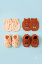 Ultra-Soft Newborn Cotton Scratch Mittens and Booties Combo Set