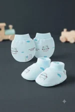 Ultra-Soft Newborn Cotton Scratch Mittens and Booties Combo Set - Image 9